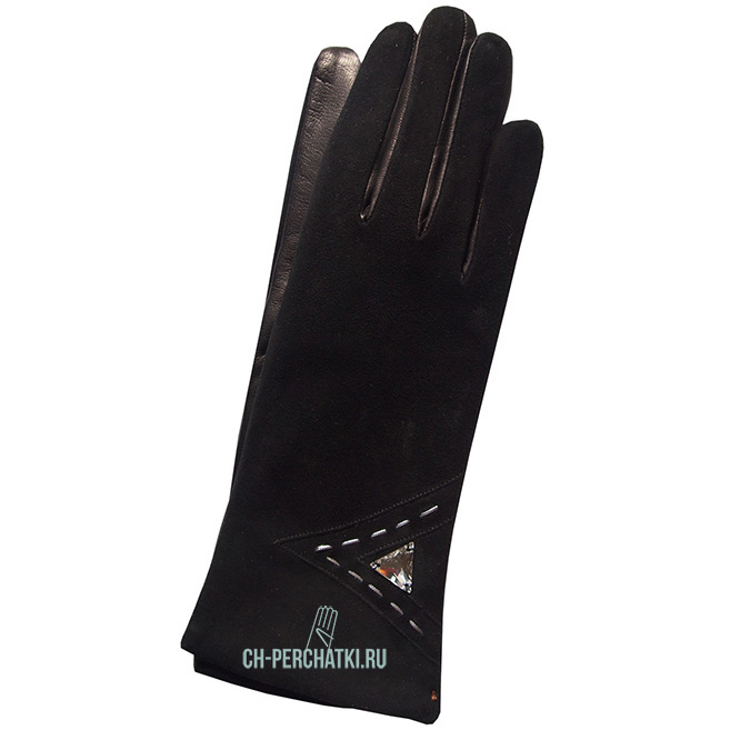 Женские кожаные перчатки с элементами Swarovski 9258-61sw